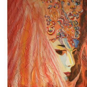 Ζωγραφική με τίτλο "Masque Voile (3) du…" από Josette Bourgeois, Αυθεντικά έργα τέχνης, Λάδι