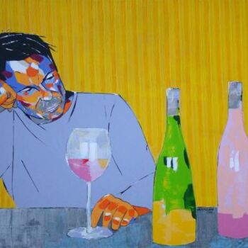 Painting titled "Le Buveur" by Chap, Original Artwork