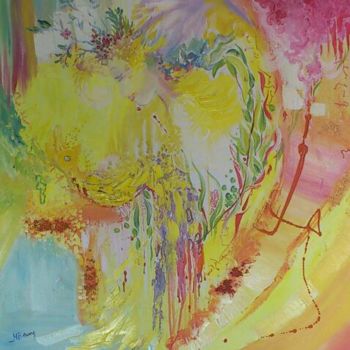 Peinture intitulée "Elfe au diamant" par Nanou, Œuvre d'art originale, Huile