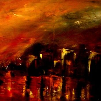 「Red night」というタイトルの絵画 Pierre-Paul Marchiniによって, オリジナルのアートワーク, オイル