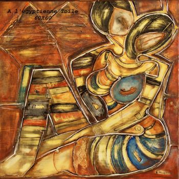 Schilderij getiteld "A l'Egyptienne" door Sylvie Oliveri, Origineel Kunstwerk, Acryl