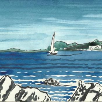 Peinture intitulée "Au cap de Nice 31 d…" par Diane Medus, Œuvre d'art originale, Aquarelle