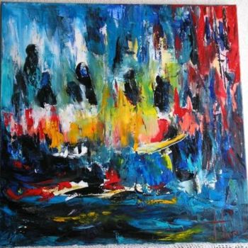 Painting titled "AUTOUR DU FEU" by Christberg, Original Artwork, Oil