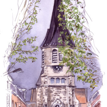 Painting titled "Eglise Sainte-Thérè…" by Catherine Rossi, Original Artwork