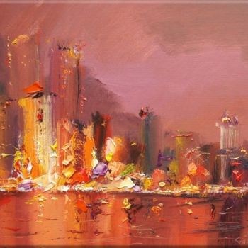Painting titled "New York" by Pavel Guzenko, Original Artwork, Oil