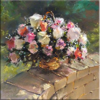 Painting titled "Bouquet 3" by Pavel Guzenko, Original Artwork, Oil