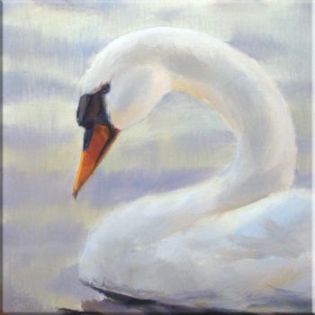 Painting titled "Swan" by Pavel Guzenko, Original Artwork, Oil