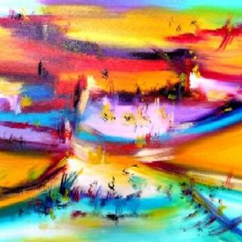 Peinture intitulée "Au moins Santa Fe" par Muriel Cayet, Œuvre d'art originale