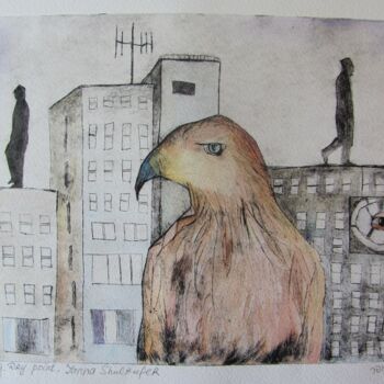 Printmaking titled "Night watch" by Janna Shulrufer, Original Artwork, Engraving