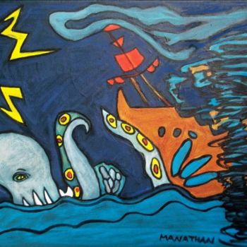 「Tourbillon et pieuv…」というタイトルの絵画 Nathalia Chipilovaによって, オリジナルのアートワーク, オイル