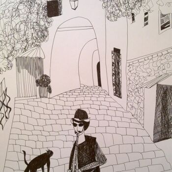 Drawing titled "blind musician" by Janna Shulrufer, Original Artwork, Ink