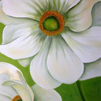 Peinture intitulée "Fleurs blanches" par Lydie Thamalet - De Meyer, Œuvre d'art originale