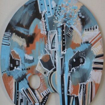 Peinture intitulée "Palette harmonie bl…" par Muriel Cayet, Œuvre d'art originale