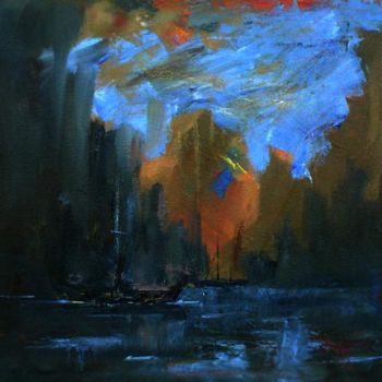 Painting titled "landscape" by Kishore Singh, Original Artwork, Oil