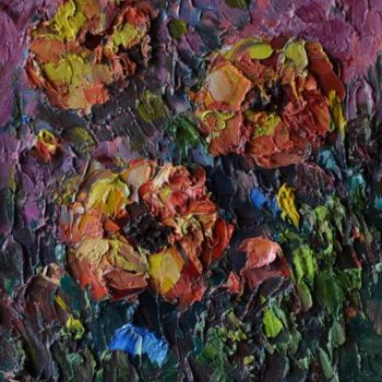 Painting titled "Flower" by Kishore Singh, Original Artwork, Oil