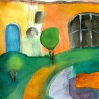 Painting titled "Artist's colony in…" by Janna Shulrufer, Original Artwork, Watercolor