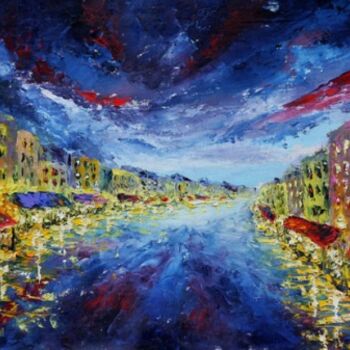 Peinture intitulée "Night oil painting:…" par Rybakow Fine Art, Œuvre d'art originale, Huile
