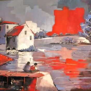Peinture intitulée "Le moulin d'Argenta…" par Jacky Dumergue, Œuvre d'art originale, Huile