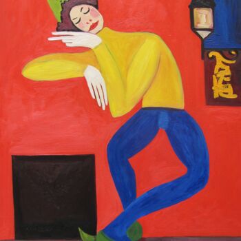 Painting titled "The Clown" by Janna Shulrufer, Original Artwork, Oil