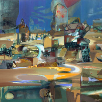 Painting titled "Cold Summer" by Aeon, Original Artwork, Oil Mounted on Wood Stretcher frame