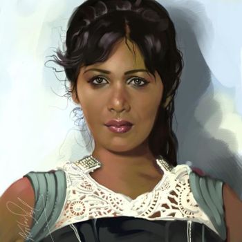 Digital Arts titled "Model" by Kishore Singh, Original Artwork, Digital Painting