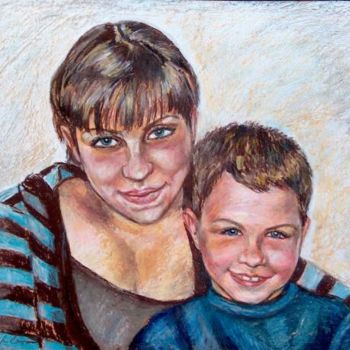 Painting titled "Frère et soeur" by Nathalia Chipilova, Original Artwork, Pastel