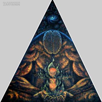 Painting titled "The Fire" by Triangularist, Original Artwork, Oil