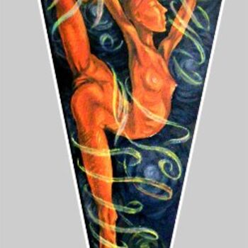 Painting titled "Gymnastic girl" by Triangularist, Original Artwork, Oil