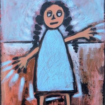 Painting titled "Les nattes de Paqui…" by Delphine Mabed, Original Artwork, Oil
