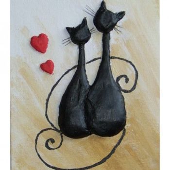 Peinture intitulée "les chats" par Géraldine Streichert, Œuvre d'art originale, Huile