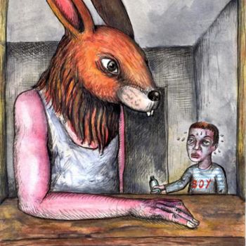 Drawing titled "adoptaslave . com" by Patrick Jannin, Original Artwork, Other