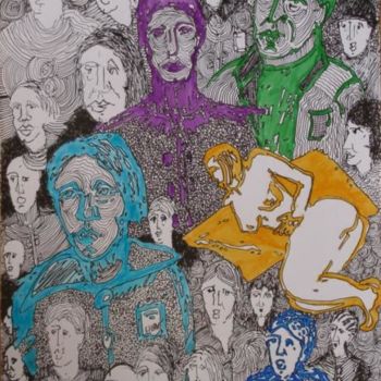 Peinture intitulée "emportée par la fou…" par Evelyne Hervé, Œuvre d'art originale