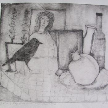 Printmaking titled "Still life" by Janna Shulrufer, Original Artwork, Engraving
