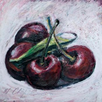 Painting titled "Cérises" by Nathalia Chipilova, Original Artwork, Acrylic