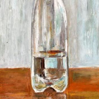 Painting titled "Bouteille en plasti…" by Nathalia Chipilova, Original Artwork, Oil