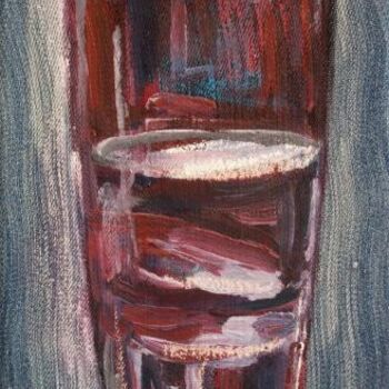 Peinture intitulée "Verre mauve jeans" par Nathalia Chipilova, Œuvre d'art originale, Huile