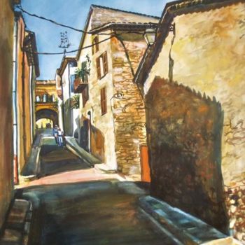 Painting titled "Valbonnes, village" by Nathalia Chipilova, Original Artwork, Watercolor