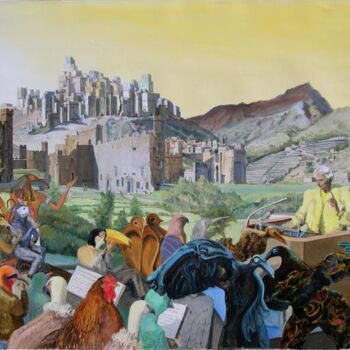 Peinture intitulée "La prédication aux…" par Gilles Chambon, Œuvre d'art originale, Huile