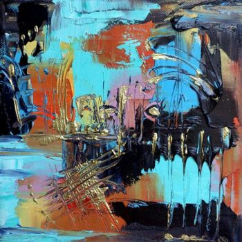 Painting titled "Eaux troubles" by Valerie Nunes, Original Artwork, Oil