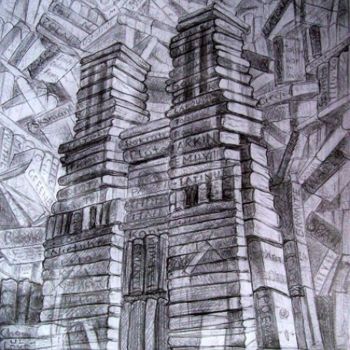 Drawing titled "Antique Book Shop" by Stan Bigda, Original Artwork, Other