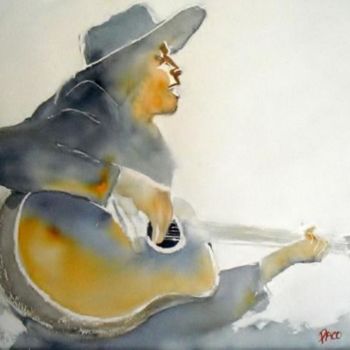 Peinture intitulée "guitariste" par Paco Cabrera, Œuvre d'art originale