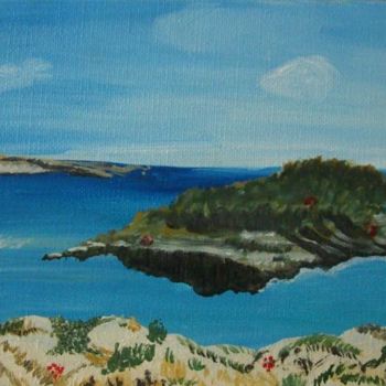 Peinture intitulée "UNE ILE entre le ci…" par Dany Champeme, Œuvre d'art originale, Huile