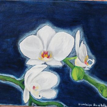 Ζωγραφική με τίτλο "orchidees II" από Dominique Van De Velde, Αυθεντικά έργα τέχνης