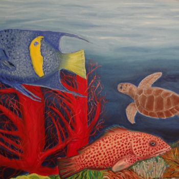 Peinture intitulée "fish part I" par Dominique Van De Velde, Œuvre d'art originale, Huile