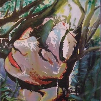 Painting titled ""Jeune fille en osm…" by Jean-Jacques Briquet, Original Artwork, Acrylic Mounted on Wood Stretcher frame