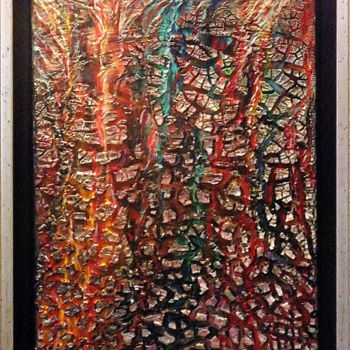 Painting titled "Ecorce en feu" by Jean-Jacques Briquet, Original Artwork, Oil