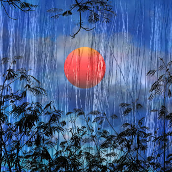Digital Arts titled "Soleil rouge" by Max Parisot Du Lyaumont, Original Artwork, Digital Painting Mounted on Aluminium