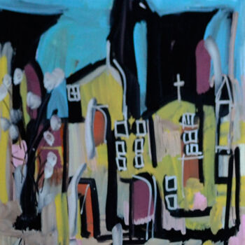 Peinture intitulée "Carte postale 30" par Muriel Cayet, Œuvre d'art originale