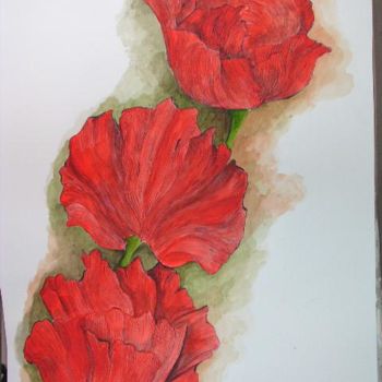 Peinture intitulée "coquelicots " par Ghyslaine De Sevlian, Œuvre d'art originale