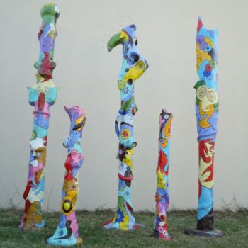 Sculpture titled "Totems bétons" by Philippe Sidot Et Charlotte Carsin, Original Artwork